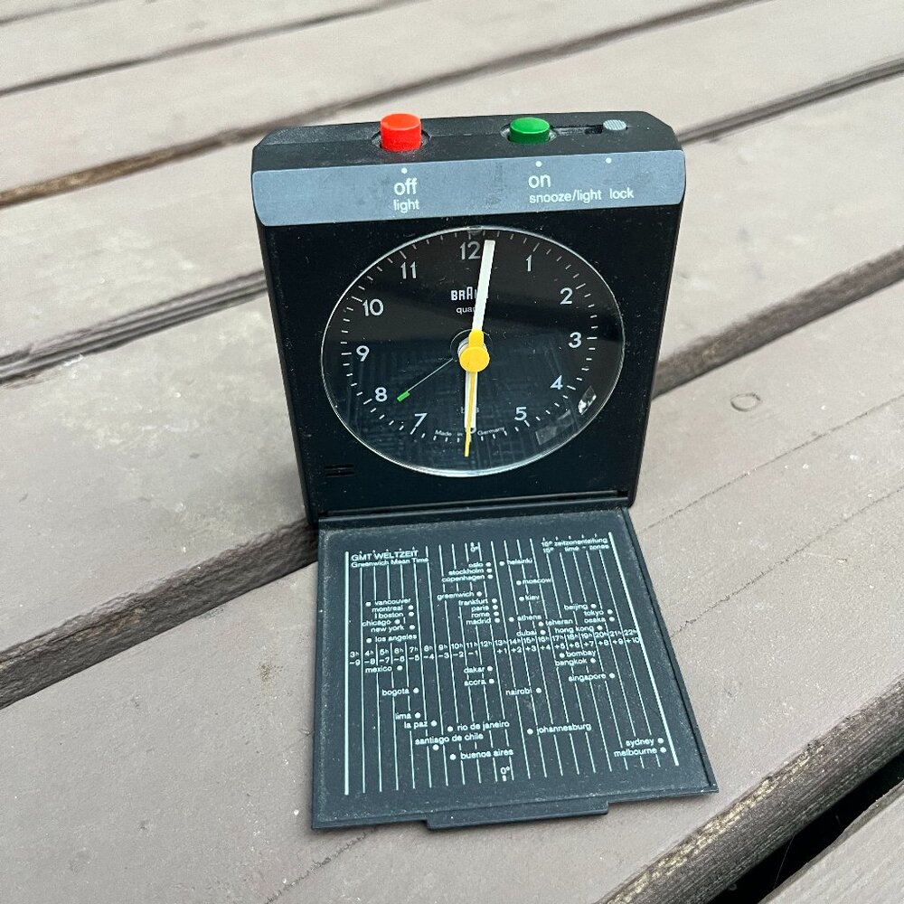 BRAUN Travel Alarm Clock VTG Reflex Controlled Quartz - all functions! Great